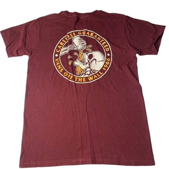 Vans CareFree Guaranteed Maroon Short Sleeve Tee Size Small - Picture 1 of 5